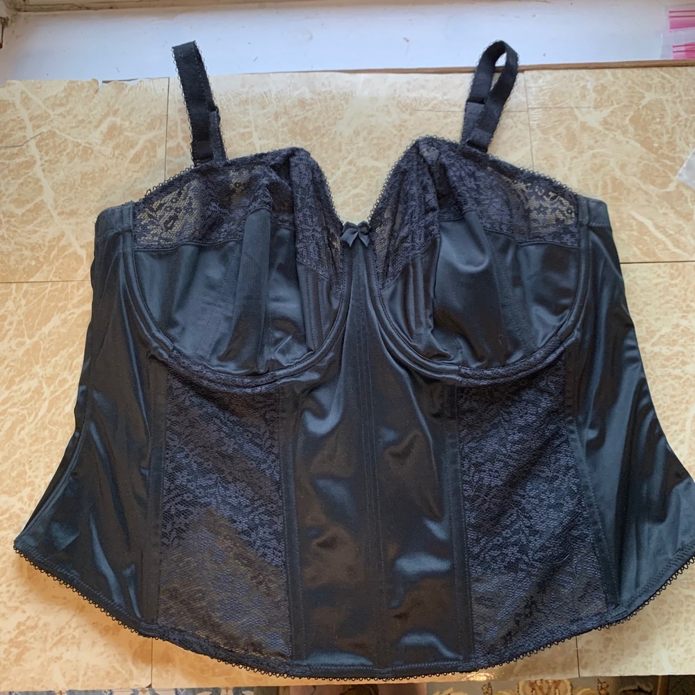 Longline Corset Bra Black Lace Underwire Hook Eye Closure Gothic Steampunk Chic
